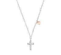 Tom Tailor Mädchen Halskette Kreuz und Herz 2101381 Silber 925 synth. Zirkonia