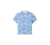 TOM TAILOR Mädchen Kinder Cropped T-Shirt mit Rippstruktur & Muster, 34806 - Wavy Happy Blue Design, 152