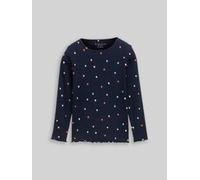 TOM TAILOR Mädchen Langarmshirt mit Rippstruktur, schwarz, Gemustert, Gr. 92/98