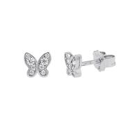 Tom Tailor Ohrstecker für Mädchen, Sterling Silber 925, mit Zirkonia, 6 mm, silber, Schmetterling, Geschenkidee, Ohrschmuck, Kinderschmuck, 2100601