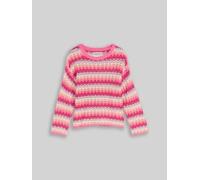 TOM TAILOR Mädchen Oversize cropped Strickpullover, rosa, Gestreift, Gr. 104/110