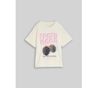 TOM TAILOR Mädchen Oversize T-Shirt mit Print, weiß, Uni, Gr. 140