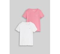 TOM TAILOR Mädchen Ripp T-Shirt im 2er-Pack, weiß, Uni, Gr. 128/134