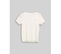 TOM TAILOR Mädchen Ripp T-Shirt mit Print, weiß, Uni, Gr. 128/134