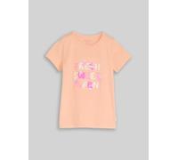 Kurzarmshirt TOM TAILOR, Mädchen, Gr. 92/98, peach bloom, Jersey, Obermaterial: 100% Baumwolle, bedruckt, regular fit hüftbedeckend, Rundhals, abgesteppte Kante, Shirts, mit Print und Pailletten (6686