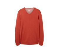Tom Tailor - Melierter Pullover mit V-Ausschnitt warm red melange - Gr. - XXL