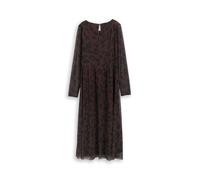 Tom Tailor - Midi-Meshkleid mit Muster brown black big leo print - Gr. - 38