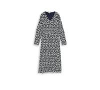 Midikleid TOM TAILOR, Damen, Gr. 36, N-Gr, blau ginkgo minimal, Jersey, Obermaterial: 100% Polyester, gemustert, regular fit knöchelfrei, V-Ausschnitt, elastischer Bund, Kleider Midikleid, mit All-Ove