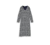 Midikleid TOM TAILOR, Damen, Gr. 46, N-Gr, blau ginkgo minimal, Jersey, Obermaterial: 100% Polyester, gemustert, regular fit knöchelfrei, V-Ausschnitt, elastischer Bund, Kleider Midikleid, mit All-Ove