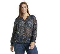TOM TAILOR MY TRUE ME Damen Blusen, Shirts & Hemden Gemusterte Bluse mit Smocking-Details Navy Based Paisley,46,25000,6000