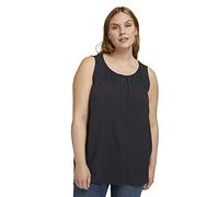TOM TAILOR MY TRUE ME Damen Plussize Ärmellose Bluse mit frontalen Schlitz 1025947, 14482 - Deep Black, 46 Große Größen