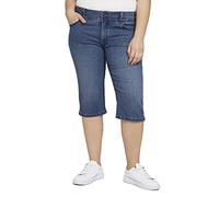 TOM TAILOR MY TRUE ME Damen Plussize Capri Jeans aus Bio-Baumwolle 1025547, 10114 - Clean Dark Stone Blue Denim, 48 Große Größen