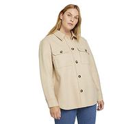 TOM TAILOR MY TRUE ME Damen Plussize Melierte Hemdjacke 1026837, 27550 - Soft Camel Melange, 46 Große Größen