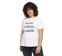 TOM TAILOR MY TRUE ME Damen Plussize T-Shirt mit Pailletten Applikation 1023716, 10315 - Whisper White, 48 Große Größen