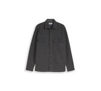 Langarmhemd TOM TAILOR, Herren, Gr. M, N-Gr, tarmac grau, Web, Obermaterial: 100% Baumwolle, unifarben, regular fit normal, ohne Ausschnitt, Manschette, Hemden Langarmhemd, mit Brust Taschen (31383338