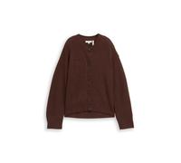 Tom Tailor - Oversize Cardigan mit Rundhalsausschnitt dark pecan brown melange - Gr. - M