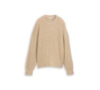 Tom Tailor - Oversize Strickpullover mit Rundhalsausschnitt gravel beige melange - Gr. - L