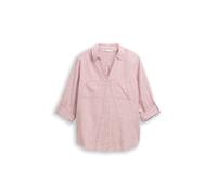 Shirtbluse TOM TAILOR PLUS, Damen, Gr. 44, rosa (wineberry rose), Web, Obermaterial: 100% Baumwolle, kariert, normal hüftbedeckend, V-Ausschnitt, Aufschlag, Blusen, mit aufgesetzten Brusttaschen (4913