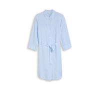 Hemdblusenkleid TOM TAILOR PLUS, Damen, Gr. 46, N-Gr, fjord blau irregular stripe, Web, Obermaterial: 55% Lyocell, 45% Viskose, gestreift, lässig geschnitten kniefrei, Rundhals, Kleider, Sommerkleid m