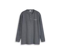 Tom Tailor - Plus Size - Henley Langarmshirt in Melange-Optik blue mint inject structure - Gr. - 3XL