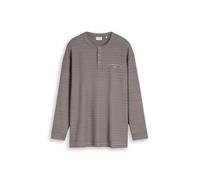 Tom Tailor - Plus Size - Henley Langarmshirt in Melange-Optik taupe blue inject structure - Gr. - 3XL