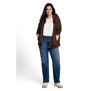 Tom Tailor - Plus Size - Hoodie Sweatjacke aus Scuba java dark brown - Gr. - 44