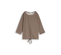 Tom Tailor - Plus Size - Langarmshirt mit Knopf-Details dark brown beige stripe - Gr. - 44
