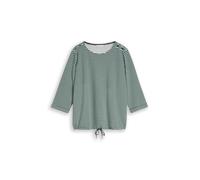 Tom Tailor - Plus Size - Langarmshirt mit Knopf-Details darkest olive green stripe - Gr. - 46