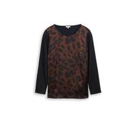 Tom Tailor - Plus Size - Loose Fit Langarmshirt mit Leo-Print brown black big leo print - Gr. - 52
