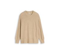 Strickpullover TOM TAILOR PLUS, Damen, Gr. 46, beige (gravel beige melange), Strick, Obermaterial: 52% Viskose, 27% Polyester, 21% Polyamid, unifarben, bequem hüftbedeckend, Rundhals, Bündchen, Pullov