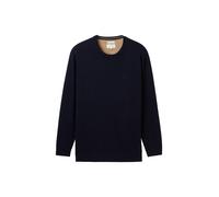 Strickpullover TOM TAILOR PLUS, Herren, Gr. 5XL, schwarz (knitted navy melange), Strick, Obermaterial: 100% Baumwolle, meliert, unifarben, normal hüftbedeckend, Rundhals, Bündchen, Pullover Strickpull