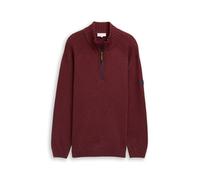 Tom Tailor - Plus Size - Troyer Strickpullover mit Ripp-Details bordeaux melange - Gr. - 5XL
