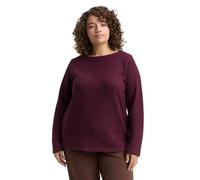 Tom Tailor - Plus Size - Soft-Touch Sweatshirt mit Knopfdetails dark red mélange - Gr. - 48