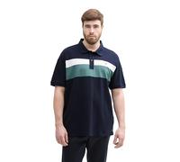 TOM TAILOR Plussize Plus Size - Poloshirt mit Colour Blocking, Sky Captain Blue, 3XL