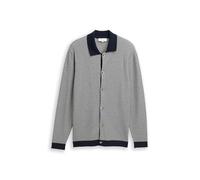 Tom Tailor - Strickjacke mit Polokragen structured stripe navy white - Gr. - L