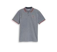Poloshirt TOM TAILOR, Herren, Gr. XXL, grau (navy weiß two tone pique), Single Jersey, Obermaterial: 98% Baumwolle, 2% Elasthan, kontrastfarbene Details, unifarben, regular fit normal, ohne Ausschnitt