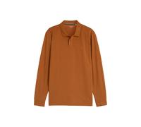 Langarm-Poloshirt TOM TAILOR, Herren, Gr. M, braun (bright camel braun), Single Jersey, Obermaterial: 60% Baumwolle, 40% Polyester, unifarben, regular fit hüftbedeckend, Rundhals, abgesteppte Kante, S