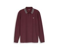 Langarm-Poloshirt TOM TAILOR, Herren, Gr. XL, braun (pear rot navy two tone), Single Jersey;Piqué, Obermaterial: 98% Baumwolle, 2% Elasthan, bestickt, unifarben mit Farbeinsatz, regular fit hüftbedeck