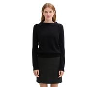 TOM TAILOR Damen Strickpullover aus Federgarn, 14482 - Deep Black, M