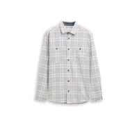 Tom Tailor - Regular Fit Cordhemd mit Karomuster white blue cord check - Gr. - M