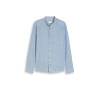 Langarmhemd TOM TAILOR, Herren, Gr. XL, N-Gr, bleeched blau chambray, Web, Obermaterial: 55% Leinen, 45% Baumwolle, unifarben, regular fit normal, ohne Ausschnitt, Manschette, Hemden, mit Knopfleiste
