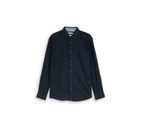 Langarmhemd TOM TAILOR, Herren, Gr. XXL, N-Gr, sky captain blau, Web, Obermaterial: 55% Leinen, 45% Baumwolle, normal hüftbedeckend, Rundhals, Hemden, mit Leinen (78660757-XXL) sky captain blau