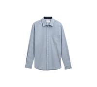 Tom Tailor - Regular Fit Hemd mit Streifenmuster teal navy stripe - Gr. - XXXL