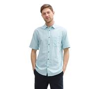 Tom Tailor - Regular Fit Kurzarmhemd mit Leinenanteil pastel turquoise chambray - Gr. - XL