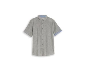 Tom Tailor - Regular Fit Kurzarmhemd mit Leinenanteil faded leaf green chambray - Gr. - XXL