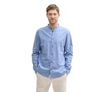 Tom Tailor Regular Fit Freizeithemd aus Leinen-Baumwoll-Mix in Jeansblau, Größe XXL