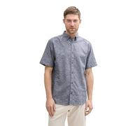 Tom Tailor Regular Fit Kurzarmhemd mit Leinenanteil, Pastel Turquoise Chambray, XS