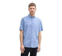 Tom Tailor Regular Fit Kurzarmhemd mit Leinenanteil, Tarmac Grey Chambray, L