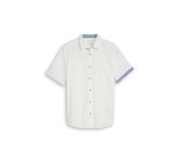Tom Tailor - Regular Fit Kurzarmhemd mit Leinenanteil white - Gr. - XL