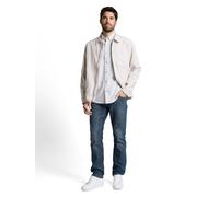 Tom Tailor - Regular Fit Kurzarmhemd mit Leinenanteil white leaf green small stripe - Gr. - L